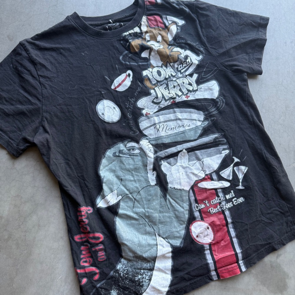Southpole Tom and Jerry Graphic T-Shirt Mens Large Black Best Foes Ever Tee
